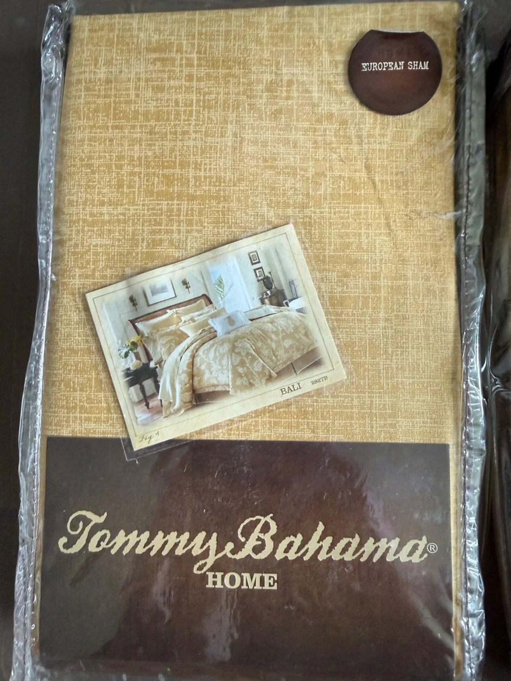 Tommy Bahama Bali Gold Decorative Euro Pillow Shams (2) - Solid Gold Tones